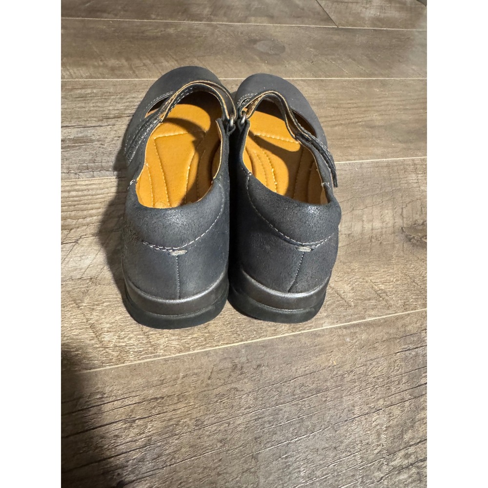 Earth Origins Gray Metallic Leather Mary Jane Flats Shoes Womens 9M - Picture 2 of 6